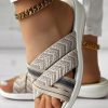 Shoes zolucky | Plain Weaving Material Casual Slide Sandals