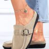 Shoes zolucky | Buckle Decor Comfy Sole Flat Mules Khaki