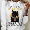 Topshot zolucky | Casual Text Letters Cat Crew Neck Loose Long Sleeve T-Shirt