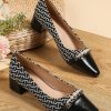 Shoes zolucky | Elegant Imitation Pearls Geometric Color Block Pumps Black