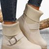 Shoes zolucky | Chunky Heel Casual Riding Boots Off White