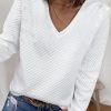 Topshot zolucky | Loose Casual V Neck Plain Sweatshirt White