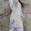 Dresses zolucky | Crew Neck Floral-Print Long Sleeve Casual Knitting Dress Gray