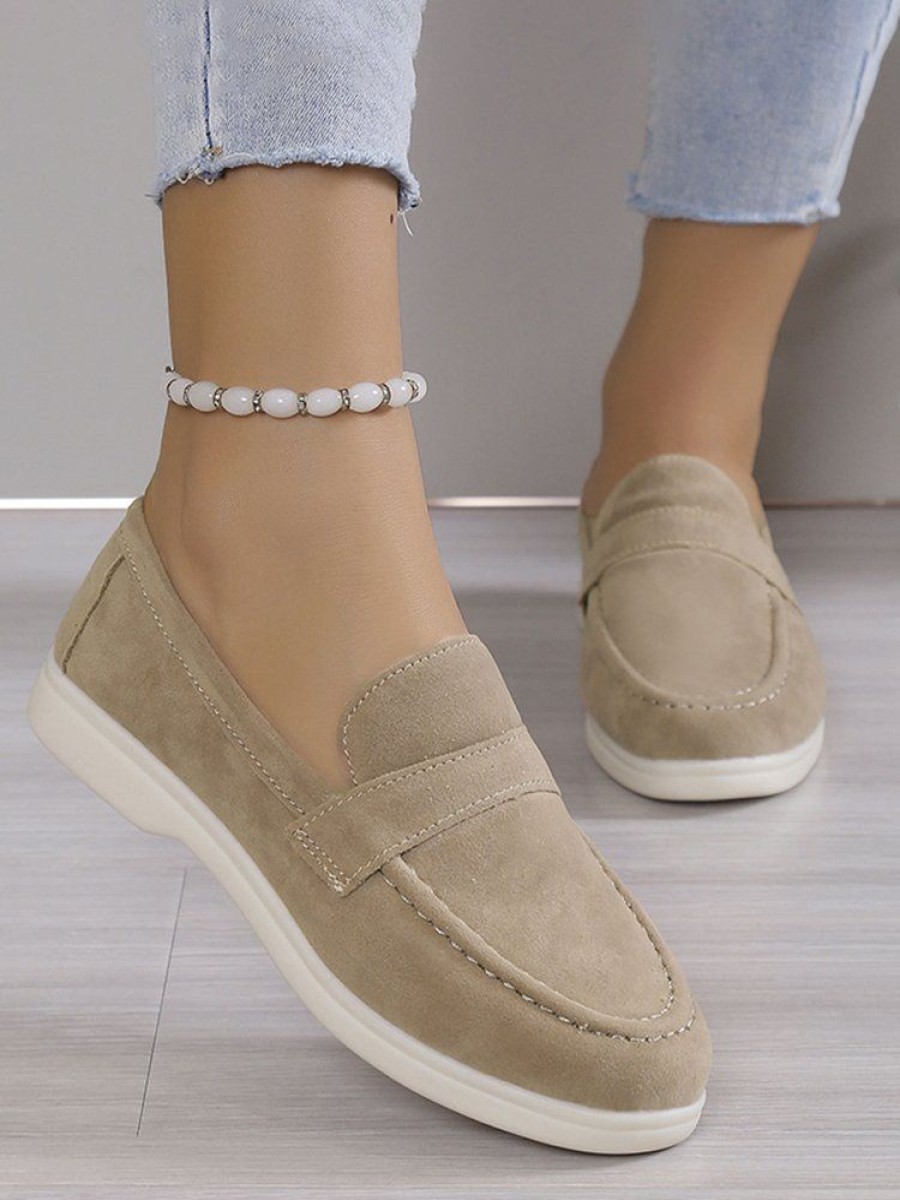 Shoes zolucky | Casual Minimalist Plain Color Faux Suede Loafers