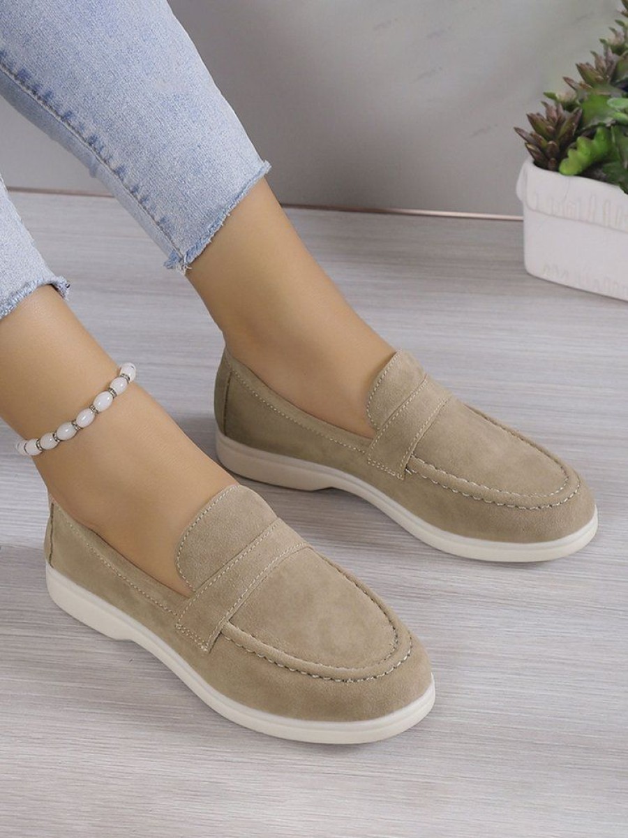 Shoes zolucky | Casual Minimalist Plain Color Faux Suede Loafers