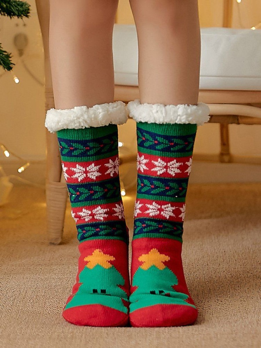 Accessories zolucky | Cartoon Christmas Snowman Thicken Warm Lined Household Floor Socks