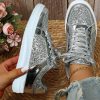 Shoes zolucky | Women Fashion Glitter Paneled Lace-Up Skate Shoes