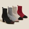 Shoes zolucky | Color-Block Breathable Mesh Fabric Spool Heel Sock Boots