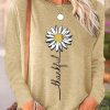 Topshot zolucky | Women'S Thankful Daisy Crew Neck Casual Daisy Long Sleeve Shirt