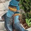 Shoes zolucky | Retro Stitching Lace-Up Zipper Boots