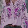 Topshot zolucky | Casual Floral V Neck Long Sleeve Blouse