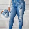 Plus&Curve zolucky | Plus Size Casual Knitted Butterfly Leggings Blue