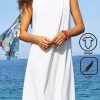 Dresses zolucky | Crew Neck Loose Casual Dress White