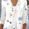 Plus&Curve zolucky | Plus Size Floral Printed Casual Jersey 3/4 Sleeve Kimono