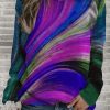 Topshot zolucky | Women'S Dye Printed Long Sleeve Round Neck Casual Loose Pullover Sweatshirts Purple