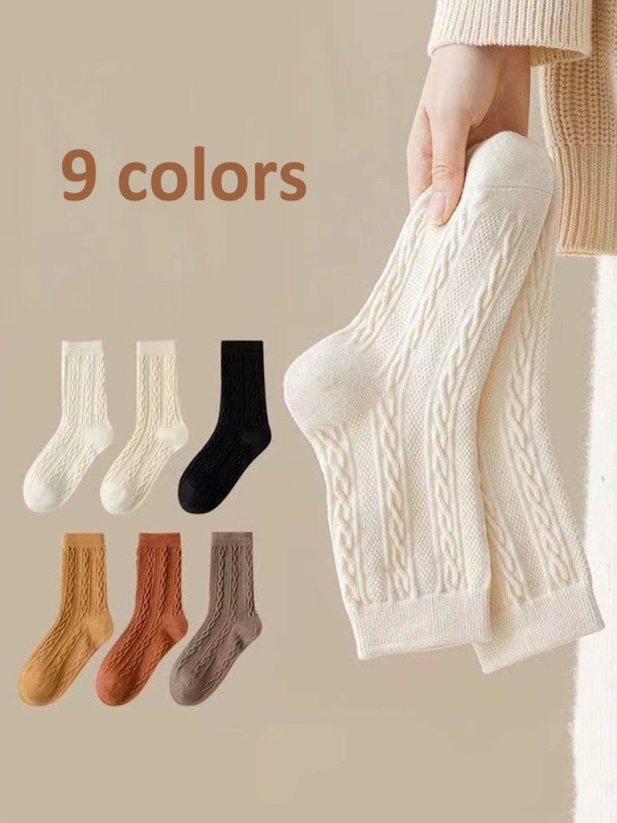 Accessories zolucky | 1Pair Women High-Elastic Twist Mid-Calf Socks