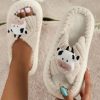 Shoes zolucky | Casual Cartoon Cow Warmth Cross Strap Slippers