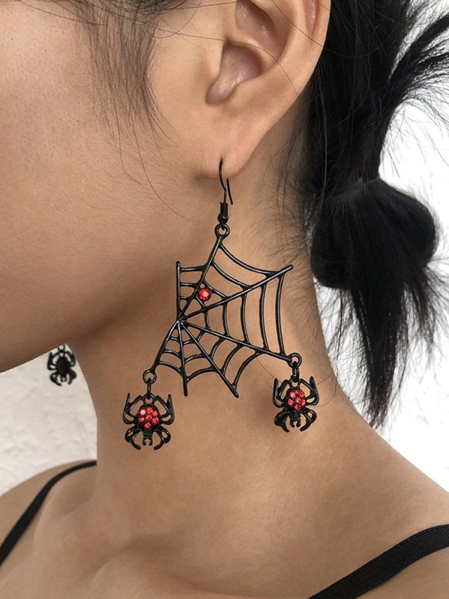 Accessories zolucky | Halloween Spider Web Pattern Crystal Dangle Earrings