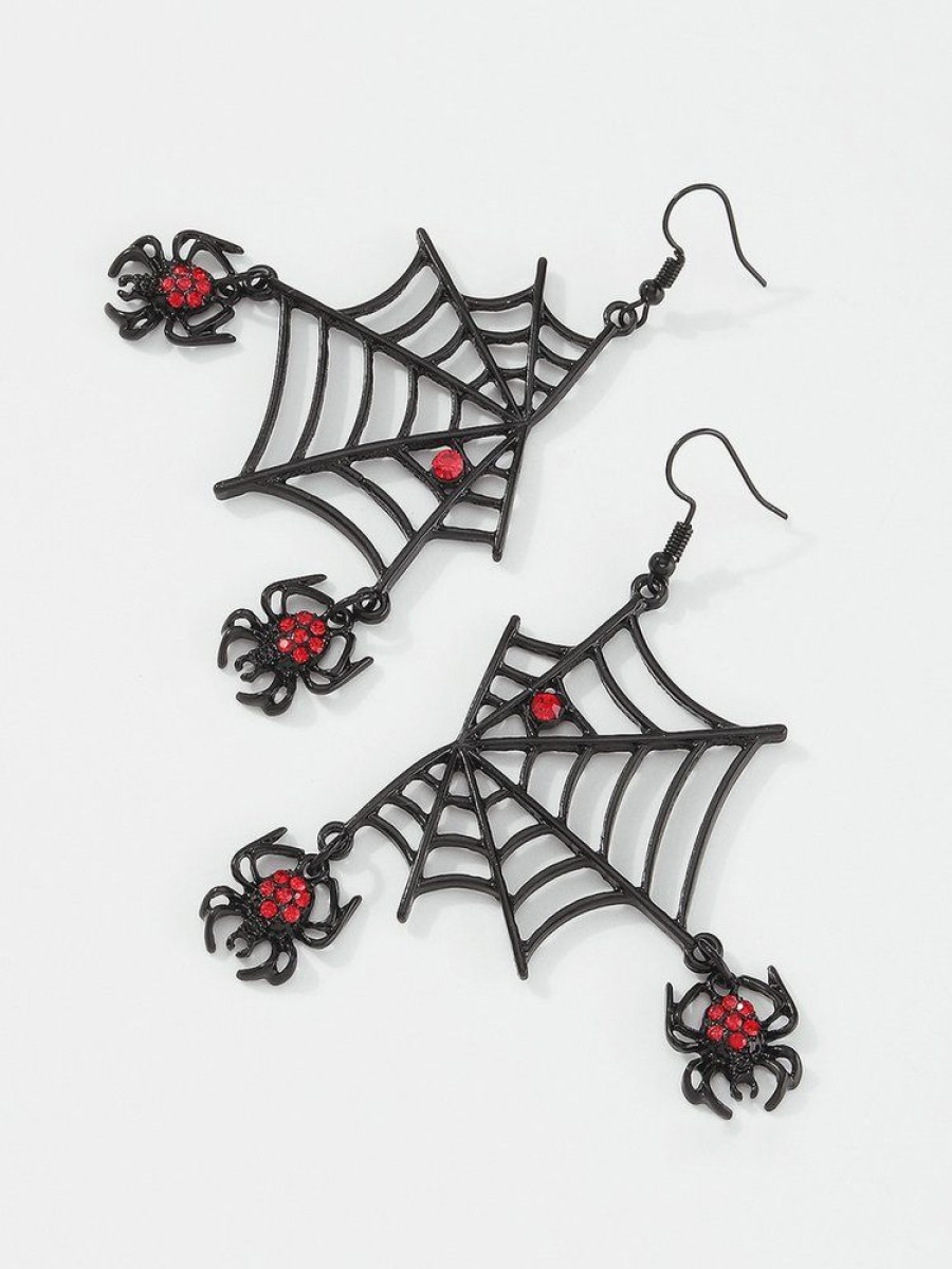 Accessories zolucky | Halloween Spider Web Pattern Crystal Dangle Earrings