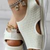 Shoes zolucky | Summer Mesh Fabric Plain Vacation Sandal Apricot