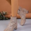 Shoes zolucky | Sequins Block Heel Fashion Boots Golden