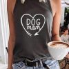 Topshot zolucky | Vintage Sleeveless Dog Mom Love Heart Printed Crew Neck Plus Size Casual Vest Tops Gray