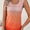 Topshot zolucky | Ombre Loose Crew Neck Casual Tank Top Orange