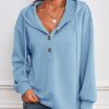 Topshot zolucky | Loose Buttoned Casual Hoodie Blue