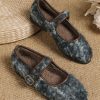 Shoes zolucky | Casual Wool-Blend Ombre Adjustable Buckle Mary Jane Shoes As Picture