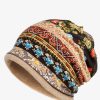 Accessories zolucky | Women Vintage Stripe Print Beanie Outdoor Windproof Snow Hat