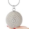 Accessories zolucky | Imitation Pearl Round Ball Handbag With Crossbody Chain Rhinestones Clutch Bag For Wedding Cocktail Party Banquet Prom