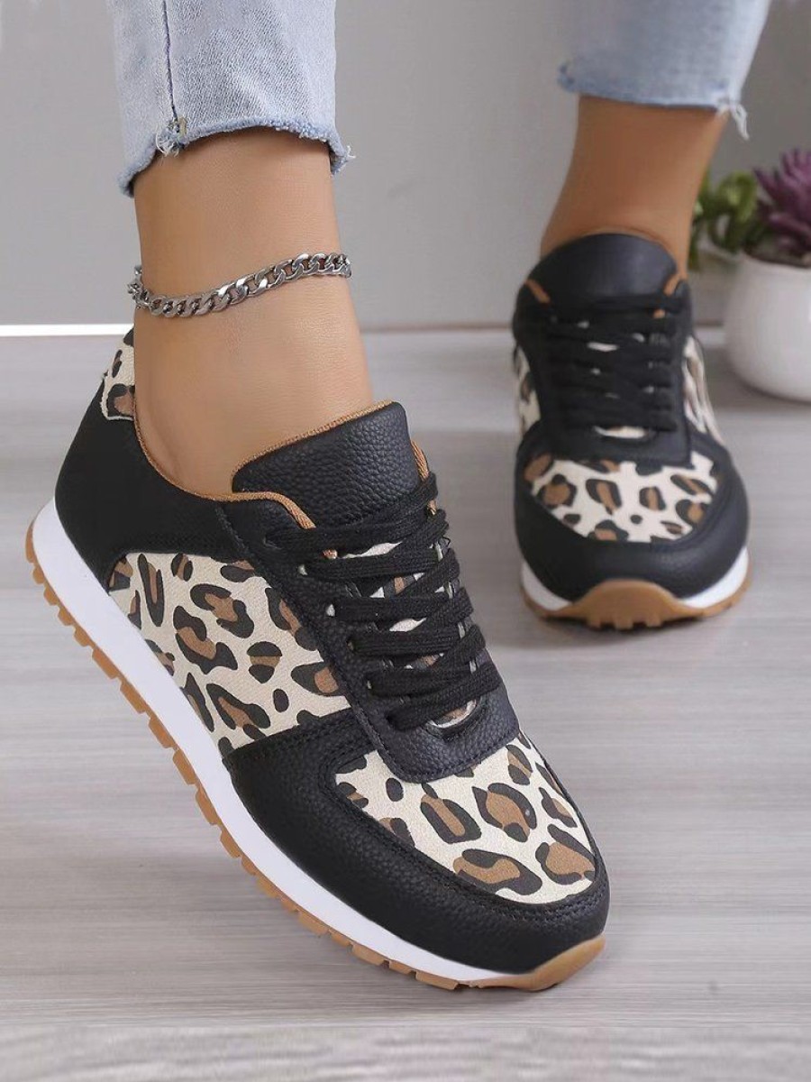 Shoes zolucky | All Season Leopard Casual Shoes Black