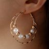 Accessories zolucky | Elegant Double Layer Beaded Imitation Pearl Hoop Earrings As Picture