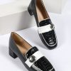 Shoes zolucky | Women Metal Decor Color Block Block Heel Loafers Black