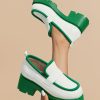 Shoes zolucky | Fashion Color Block Thick Bottom Loafers White