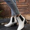 Shoes zolucky | Women Minimalist Color Block Chunky Heel Chelsea Boots White