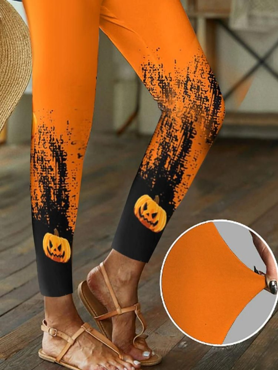 Bottoms zolucky | Jersey Casual Halloween Legging Orange