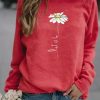 Topshot zolucky | Women Round Neck Sunflower Printed Long Sleeve Sweatshirt