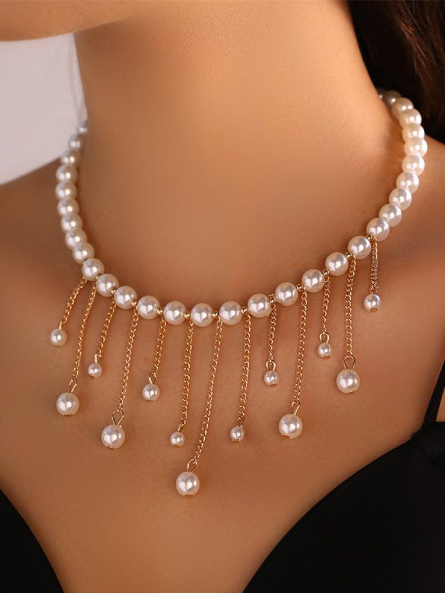 Accessories zolucky | Elegant Chain Fringe Imitation Pearl Necklace As Picture