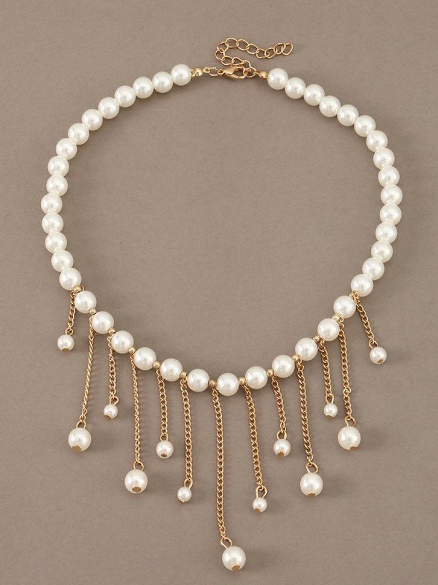 Accessories zolucky | Elegant Chain Fringe Imitation Pearl Necklace As Picture