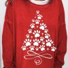 Topshot zolucky | Womens Christmas Tree With Paws Crew Neck Casual Sweatshirt