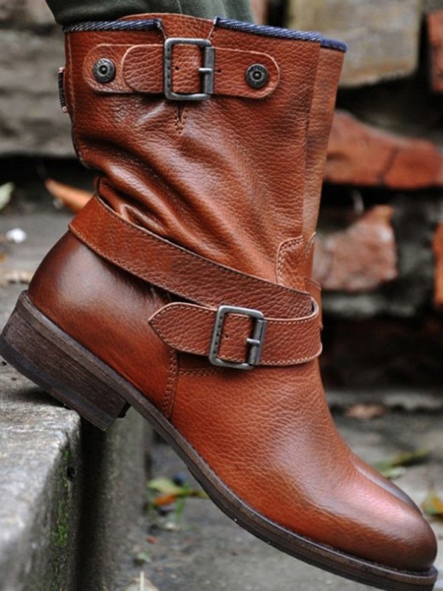 Shoes zolucky | Plain Leather Autumn Casual Chelsea Boots