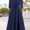 Dresses zolucky | Casual Plain Dress Blue