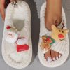 Shoes zolucky | Christmas Santa Claus Elk Bow Cross-Strap Plush Slippers