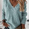 Topshot zolucky | Polka Dots V Neck Casual Sweater Blue