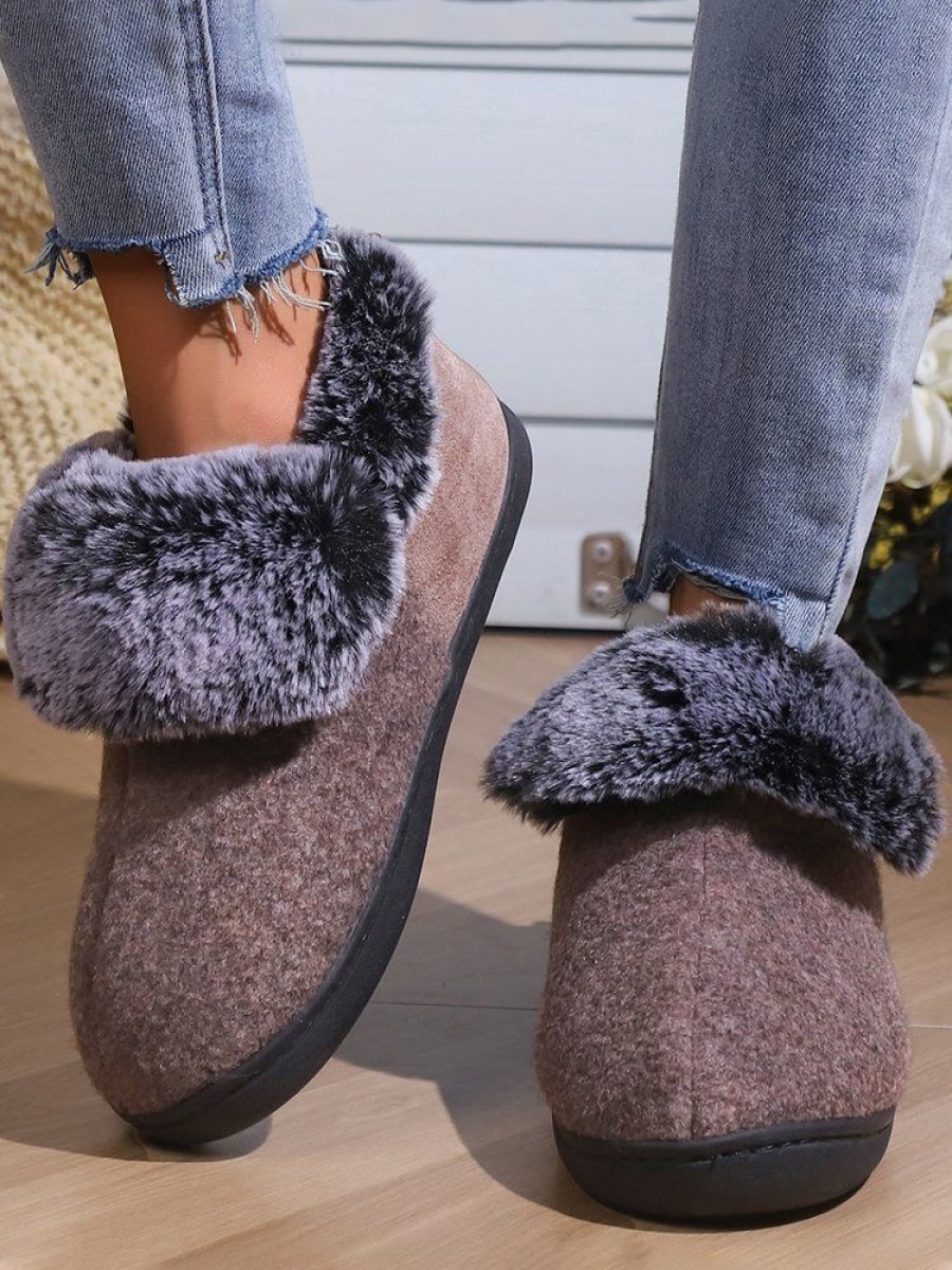 Shoes zolucky | Ethnic Casual Autumn Faux Fur Fluffy Slippers