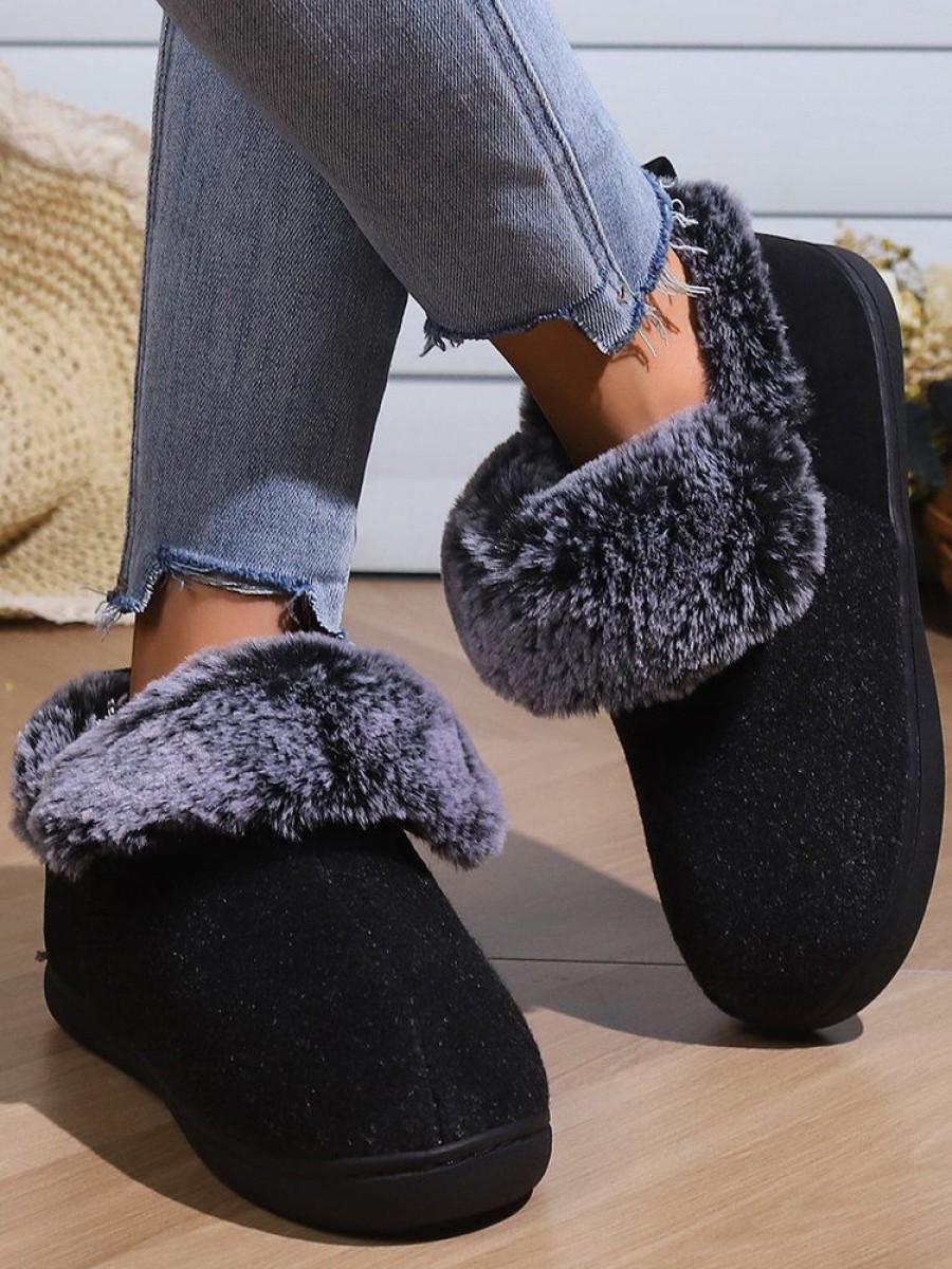 Shoes zolucky | Ethnic Casual Autumn Faux Fur Fluffy Slippers