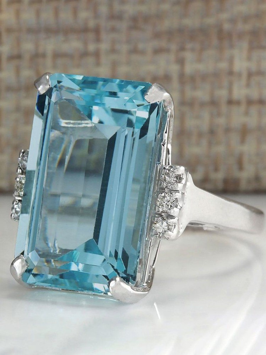 Accessories zolucky | Sapphire Zircon Ring White-Gold