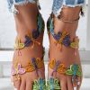 Shoes zolucky | Vacation Butterfly Toe Ring Beach Strappy Sandals Multicolor