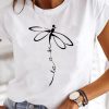 Topshot zolucky | Casual Loose Dragonfly Crew Neck T-Shirt